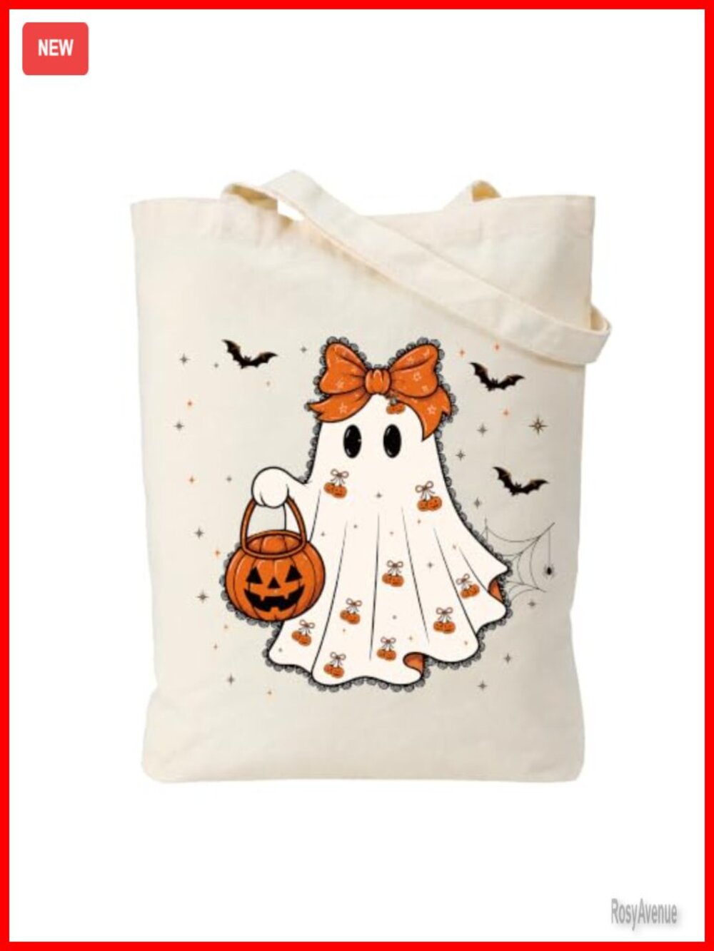 Canvas Halloween Tote Bag Reusable Trick or Treat Large Shoulder Bag